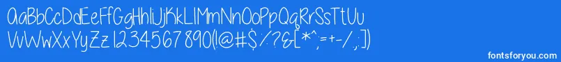 Weitere Informationen zur ALittleSunshine-Schriftart ALittleSunshine-Schriftart – Weiße Schriften auf blauem Hintergrund