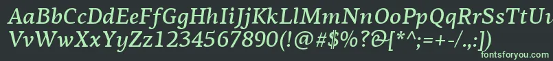 フォントPfagoraserifproMediumitalic – 黒い背景に緑の文字