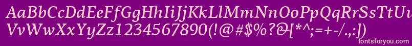 PfagoraserifproMediumitalic Font – Pink Fonts on Purple Background