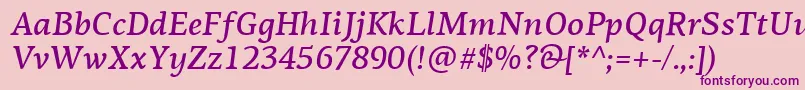 PfagoraserifproMediumitalic Font – Purple Fonts on Pink Background