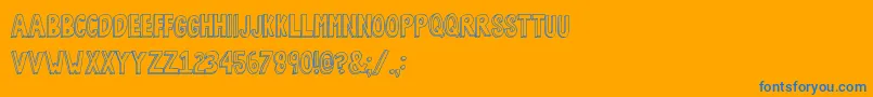 BobsBurgers2-Schriftart – Blaue Schriften auf orangefarbenem Hintergrund