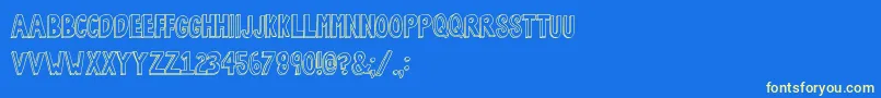 BobsBurgers2-Schriftart – Gelbe Schriften auf blauem Hintergrund