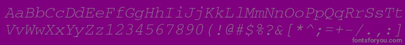 フォントCourierisocttItalic – 紫の背景に灰色の文字