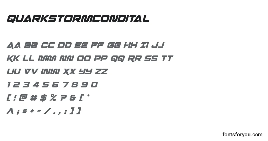 Шрифт Quarkstormcondital – алфавит, цифры, специальные символы