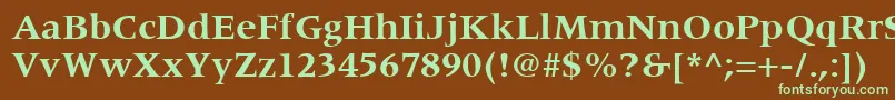 フォントCoherentSsiBold – 緑色の文字が茶色の背景にあります。