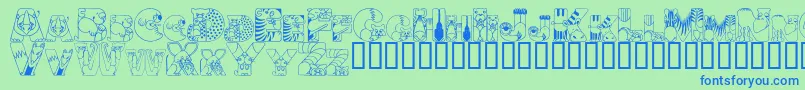 Fonte Crazyzoo – fontes azuis em um fundo verde