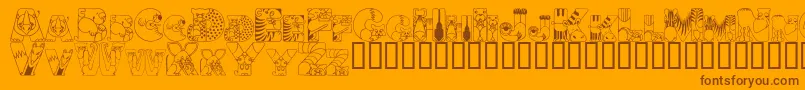Weitere Informationen zur Crazyzoo-Schriftart Crazyzoo-Schriftart – Braune Schriften auf orangefarbenem Hintergrund