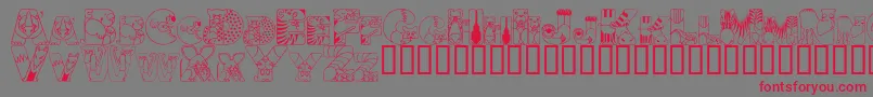 フォントCrazyzoo – 赤い文字の灰色の背景