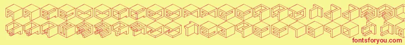 Qbicle1-Schriftart – Rote Schriften auf gelbem Hintergrund