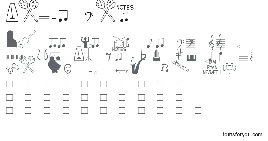 Schriftart Music Fun – Alphabet, Zahlen, spezielle Symbole