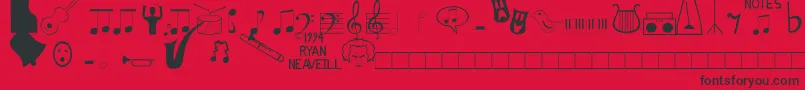 Music Fun Font – Black Fonts on Red Background