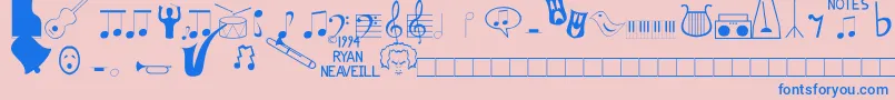 Music Fun Font – Blue Fonts on Pink Background