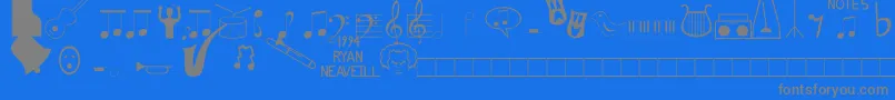 Music Fun Font – Gray Fonts on Blue Background