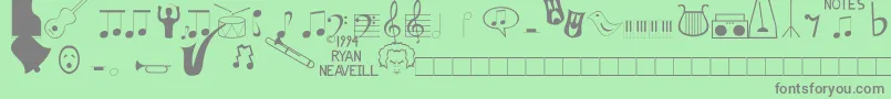 フォントMusic Fun – 緑の背景に灰色の文字