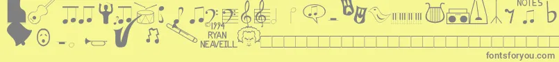 Music Fun Font – Gray Fonts on Yellow Background