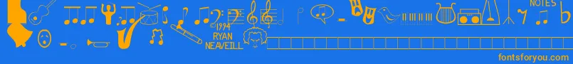 Music Fun Font – Orange Fonts on Blue Background