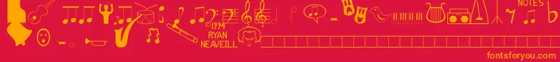 Music Fun Font – Orange Fonts on Red Background