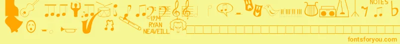 Music Fun Font – Orange Fonts on Yellow Background