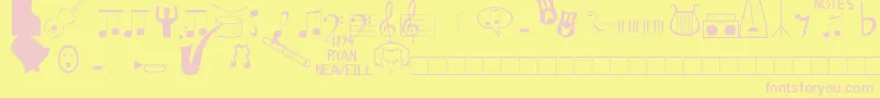 Music Fun Font – Pink Fonts on Yellow Background