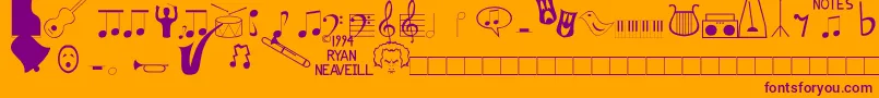 Music Fun Font – Purple Fonts on Orange Background