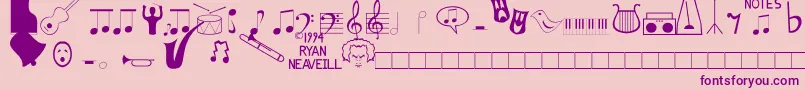 Music Fun Font – Purple Fonts on Pink Background