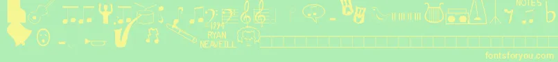 Music Fun Font – Yellow Fonts on Green Background