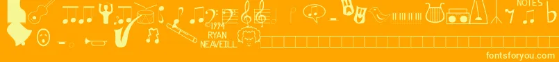 Music Fun Font – Yellow Fonts on Orange Background