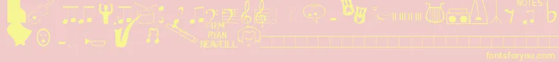 Music Fun Font – Yellow Fonts on Pink Background