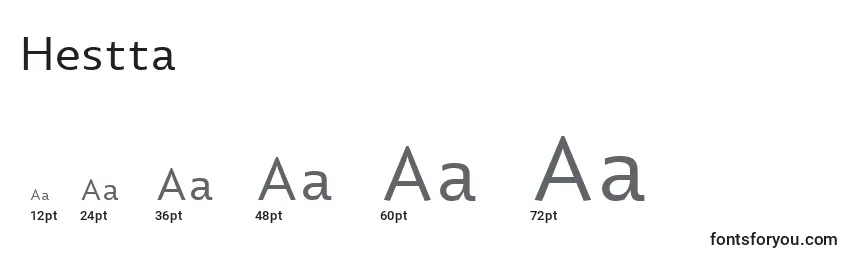 Размеры шрифта Hestta