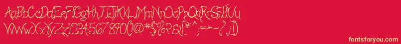 AnywayLight-Schriftart – Gelbe Schriften auf rotem Hintergrund