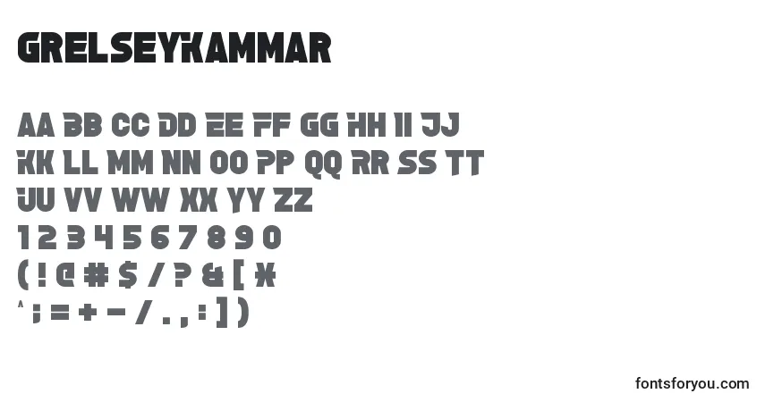 Schriftart GrelseyKammar – Alphabet, Zahlen, spezielle Symbole