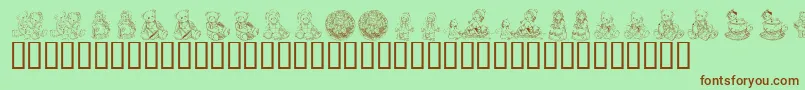 Fonte KrAdorableTeddies – fontes marrons em um fundo verde