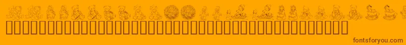 Czcionka KrAdorableTeddies – brązowe czcionki na pomarańczowym tle