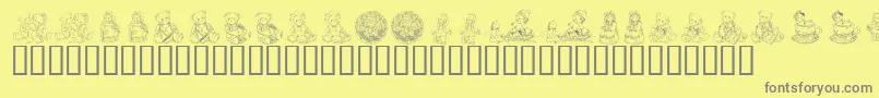 フォントKrAdorableTeddies – 黄色の背景に灰色の文字