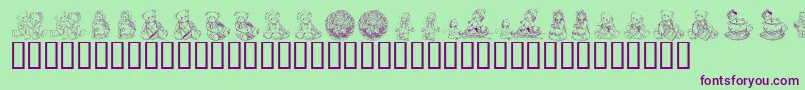 KrAdorableTeddies-fontti – violetit fontit vihreällä taustalla