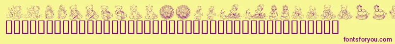 KrAdorableTeddies Font – Purple Fonts on Yellow Background