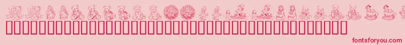 KrAdorableTeddies-Schriftart – Rote Schriften auf rosa Hintergrund