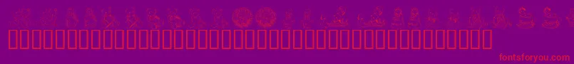 KrAdorableTeddies-Schriftart – Rote Schriften auf violettem Hintergrund