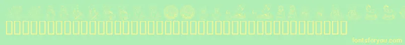 Fonte KrAdorableTeddies – fontes amarelas em um fundo verde