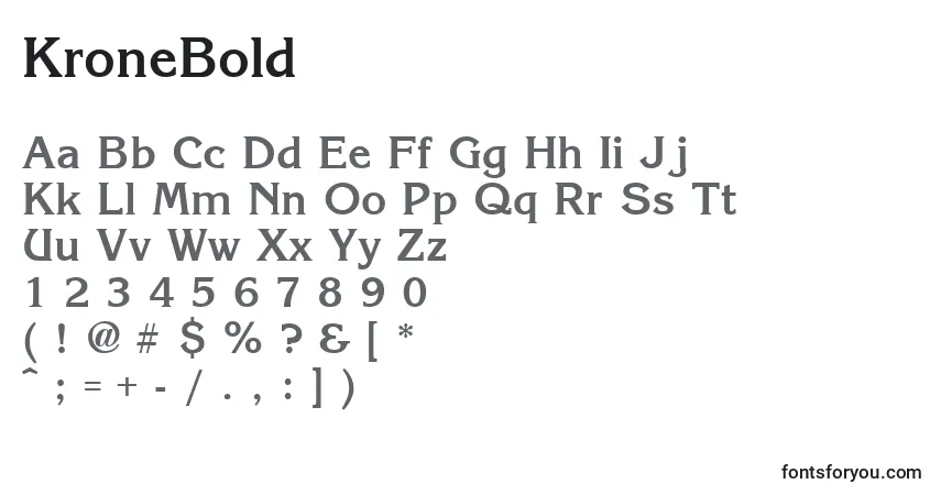 A fonte KroneBold – alfabeto, números, caracteres especiais