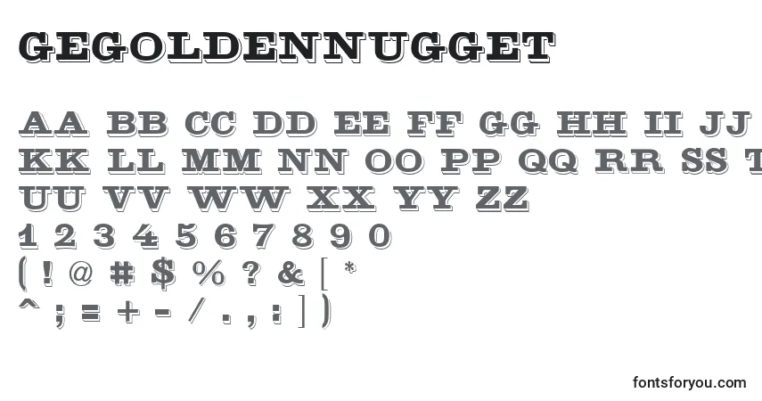 Fuente GeGoldenNugget - alfabeto, números, caracteres especiales