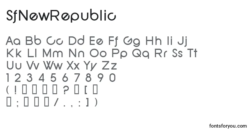 Schriftart SfNewRepublic – Alphabet, Zahlen, spezielle Symbole