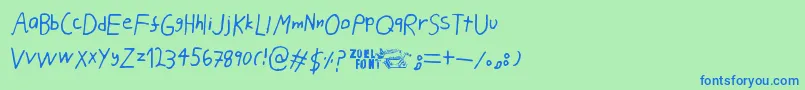 PahanPuuskahdus Font – Blue Fonts on Green Background