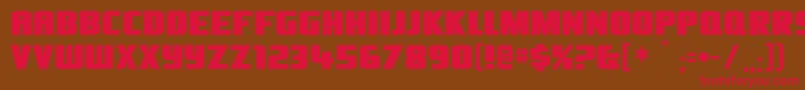 フォントOlivers – 赤い文字が茶色の背景にあります。