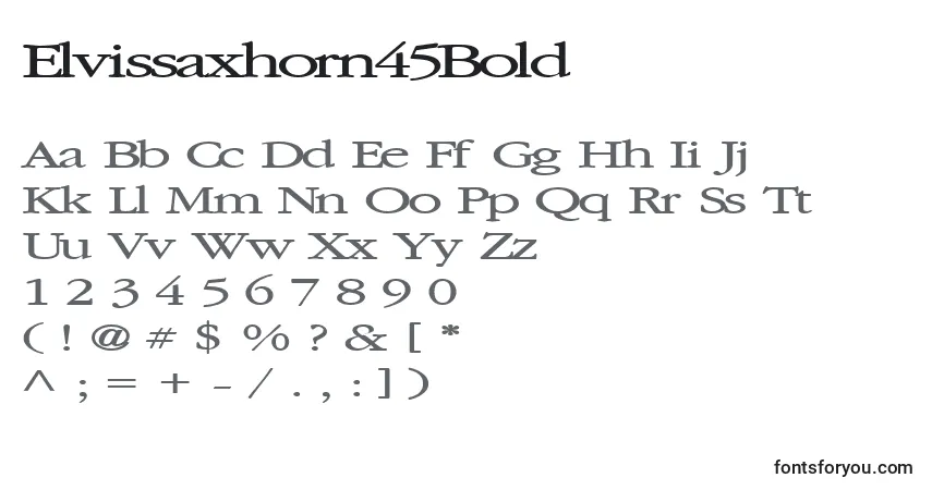 Czcionka Elvissaxhorn45Bold – alfabet, cyfry, specjalne znaki