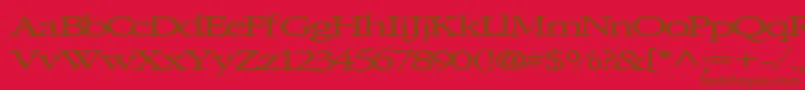 Elvissaxhorn45Bold-Schriftart – Braune Schriften auf rotem Hintergrund