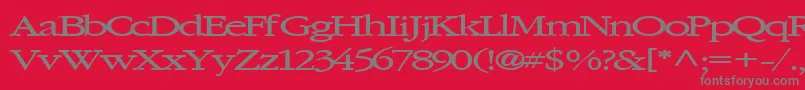 Elvissaxhorn45Bold-Schriftart – Graue Schriften auf rotem Hintergrund