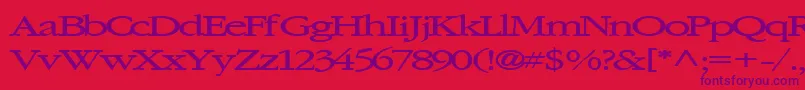 Elvissaxhorn45Bold-Schriftart – Violette Schriften auf rotem Hintergrund