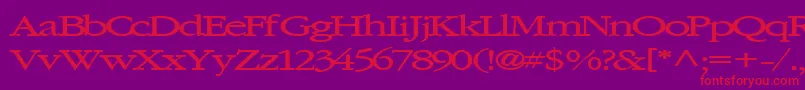 Elvissaxhorn45Bold-Schriftart – Rote Schriften auf violettem Hintergrund