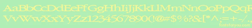 Elvissaxhorn45Bold-fontti – keltaiset fontit vihreällä taustalla
